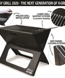 BBQ Croc Grills Portable Easy Grill 220-Sq-in Foldable Charcoal Barbecue Black -Mmaster Outlet Shop 41413198