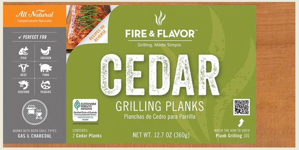 Fire & Flavor Grilling Tools & Accessories 2-Pack 11-in x 5.5-in Cedar Wood Grilling Planks 2 Fire & Flavor Grilling Tools & Accessories 2-Pack 11-in x 5.5-in Cedar Wood Grilling Planks - Image 2