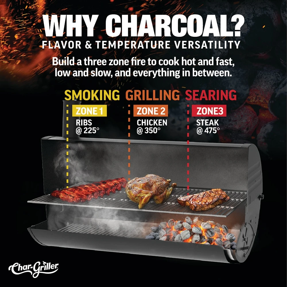 Char-Griller Grills 23-in W Black Barrel Charcoal Grill 14 Char-Griller Grills 23-in W Black Barrel Charcoal Grill - Image 14