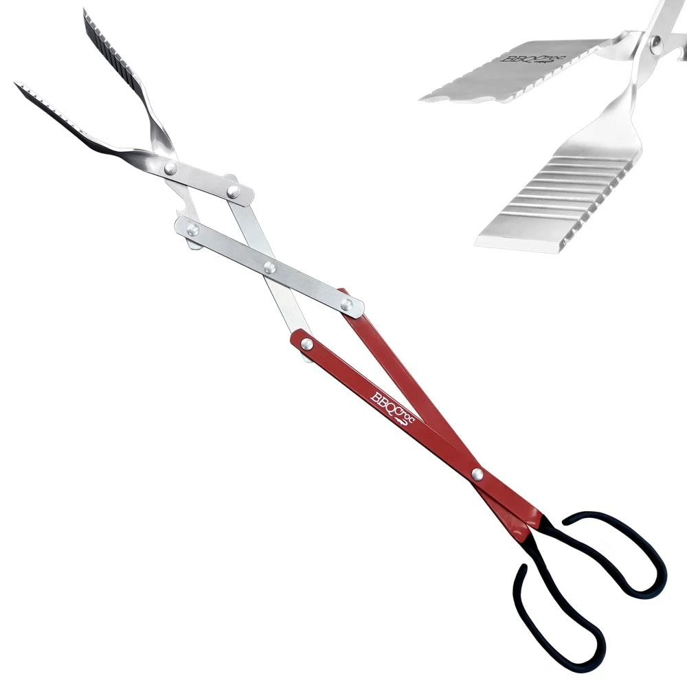 BBQ Croc Grilling Tools & Accessories 3 in 1 barbecue tool, 26 in. Red Aluminum Scissor-style Tongs 1 BBQ Croc Grilling Tools & Accessories 3 in 1 barbecue tool, 26 in. Red Aluminum Scissor-style Tongs