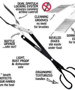 BBQ Croc Grilling Tools & Accessories 3 in 1 barbecue tool, 21 in. Black Aluminum Scissor-style Tongs 13 BBQ Croc Grilling Tools & Accessories 3 in 1 barbecue tool, 21 in. Black Aluminum Scissor-style Tongs -Mmaster Outlet Shop 43286436
