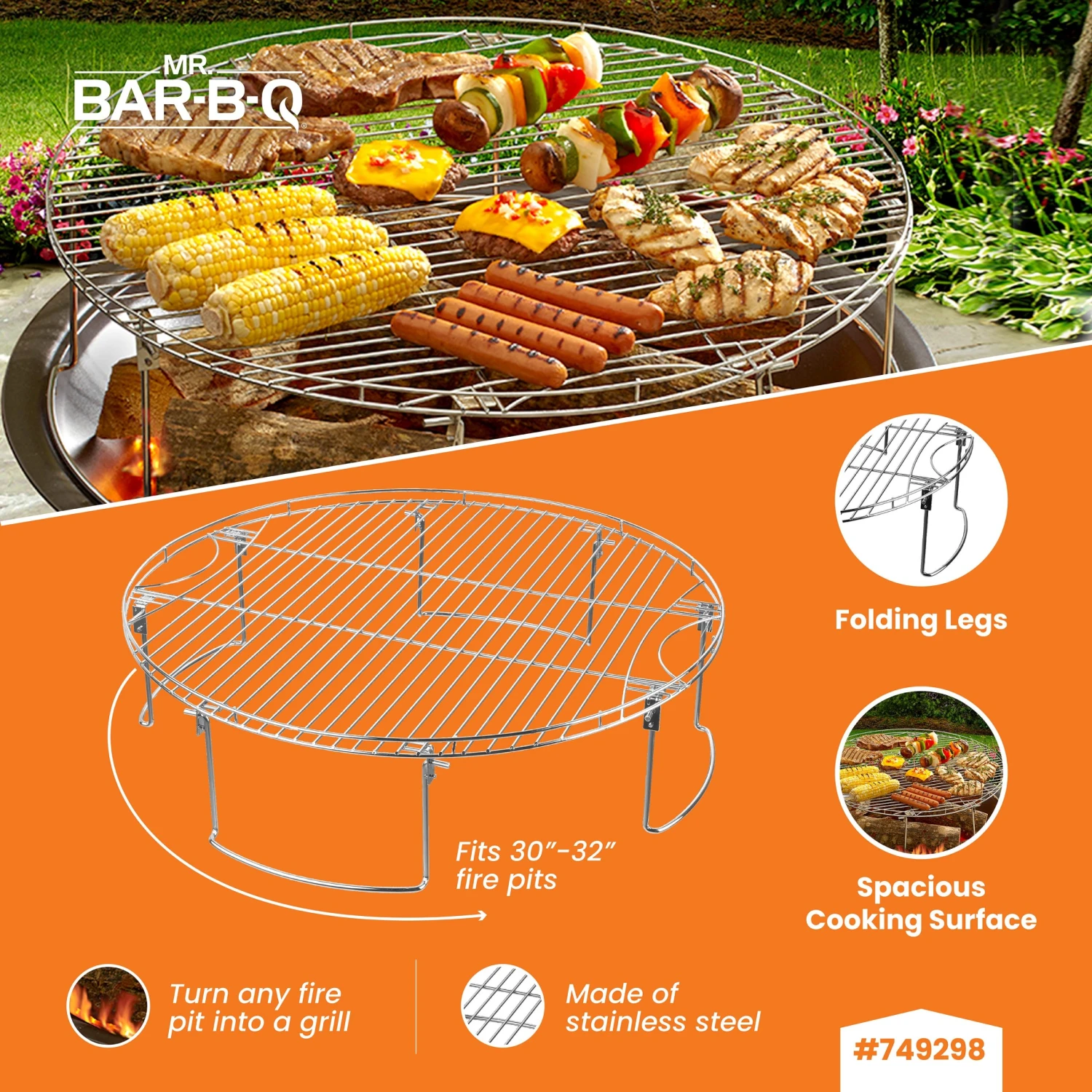 Mr. Bar-B-Q Grill Replacement Parts 25.79-in x 25.79-in Round Plated Steel Cooking Grate 4 Mr. Bar-B-Q Grill Replacement Parts 25.79-in x 25.79-in Round Plated Steel Cooking Grate - Image 4