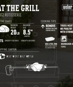 Weber Grilling Tools & Accessories 42.1-in Stainless Steel Grill Rotisserie -Mmaster Outlet Shop 44458656