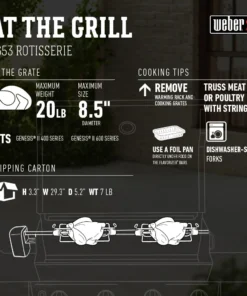 Weber Grilling Tools & Accessories 55.7-in Stainless Steel Grill Rotisserie -Mmaster Outlet Shop 44459211