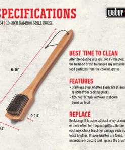 Weber Grilling Tools & Accessories 18 in. Bamboo 18-in Grill Brush 12 Weber Grilling Tools & Accessories 18 in. Bamboo 18-in Grill Brush -Mmaster Outlet Shop 44494136